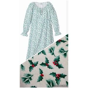 Tuckernuck Petite Plume Delphine Christmas Holly Nightgown XS Pajamas NWT $108